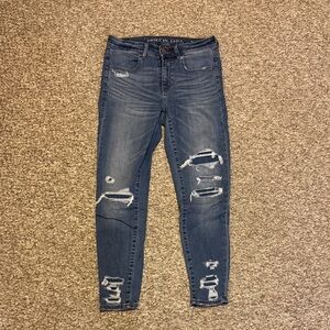 American Eagle Outfitters Women's Ripped Blue Skinny Jeans